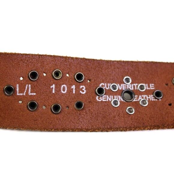 Aldo BROWN GENUINE LEATHER 1 3/8"Wd STUDDED DRESS CASUAL WOMEN'S BELT Sz L (C85 - Picture 7 of 11